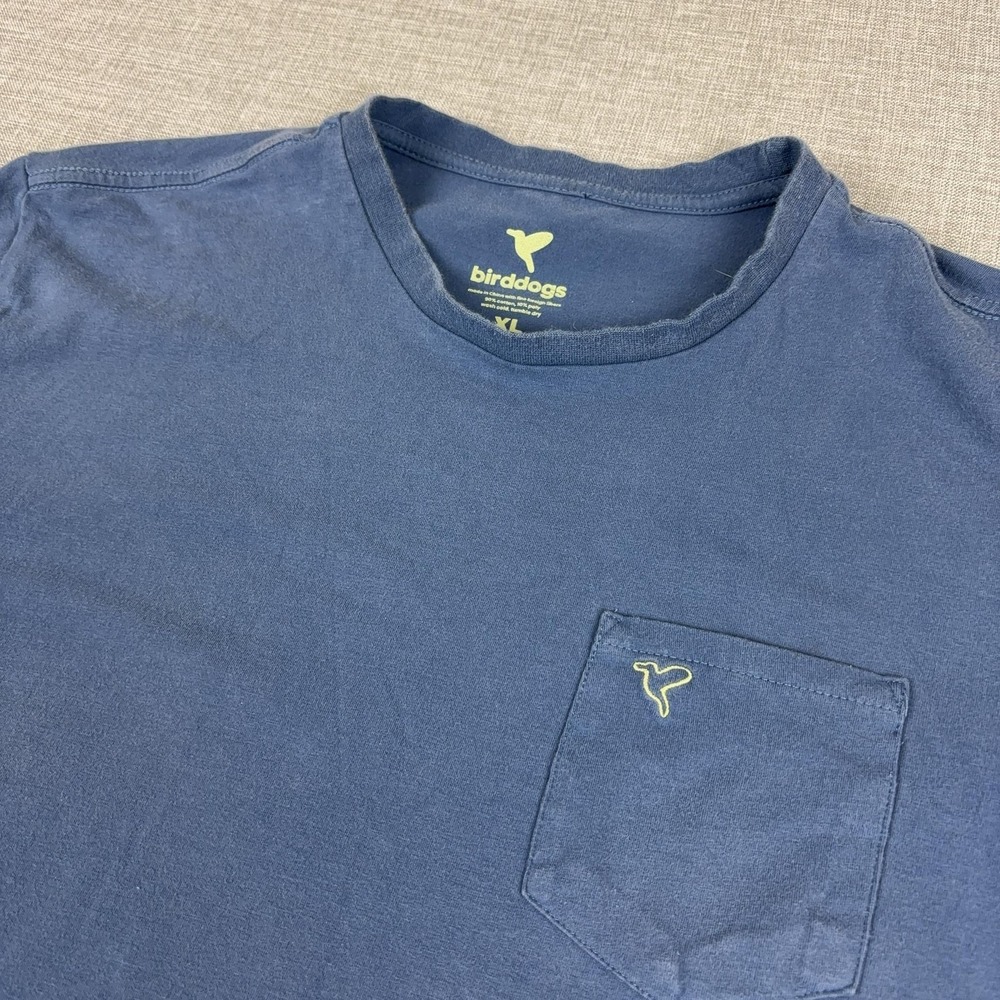 Birddogs Shirt Mens XL Blue Pocket Tagless Logo Crewneck Cotton Jersey